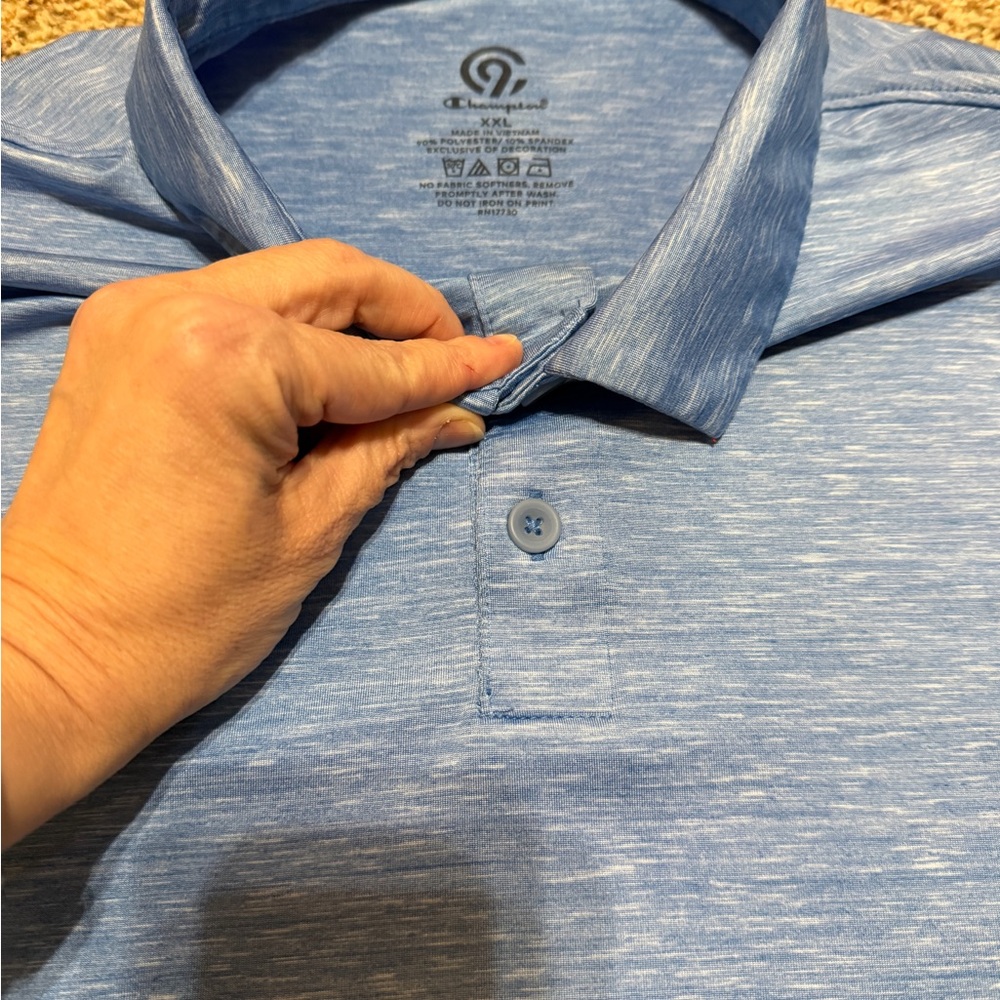 Champion Lightweight Blue Polo Shirt Size XXL 2XL - Picture 3 of 5